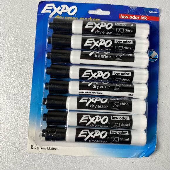 Expo Dry Erase Markers Black 8 Count LOT OF 5 NEW Teacher Office School 40 Total - Picture 2 of 4